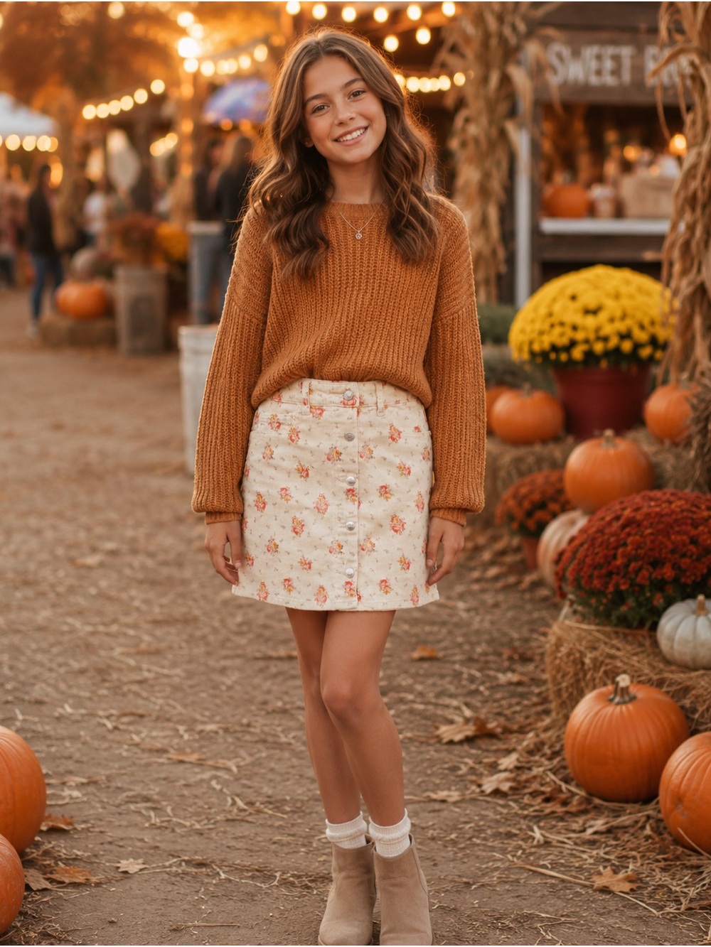 Forever 21 Cream Floral Button-Front Mini Skirt